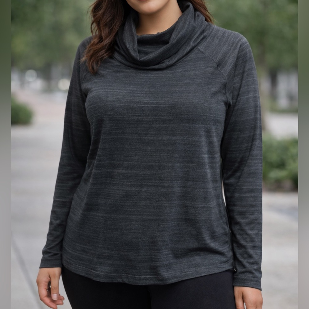 New Apana Charcoal Heather Cowl Neck sweatshirt